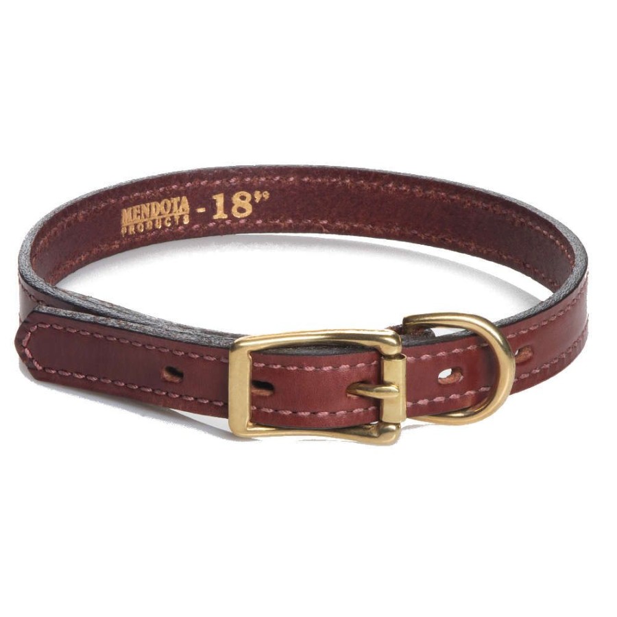 Collars, Leads & Accessories Mendota Pet | Standard Leather Collars (Narrow & Wide) - Chestnut