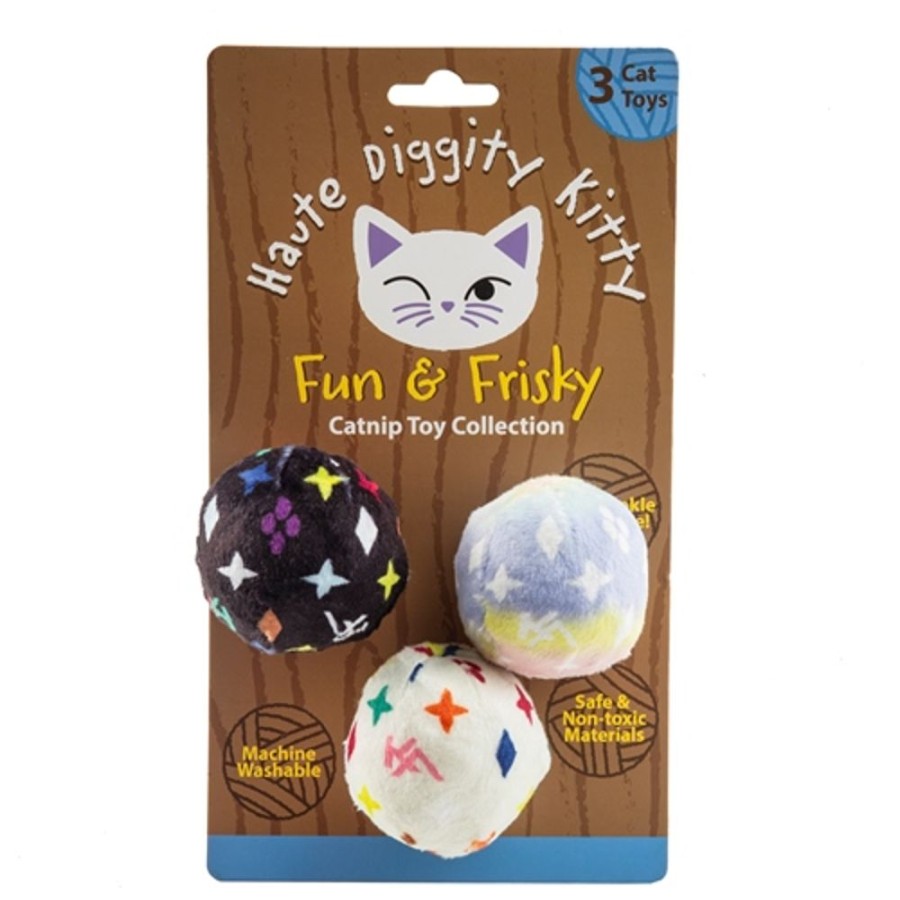 Toys & Playthings Haute Diggity Dog | Kitty Vuiton Balls (Monogram) Organic Catnip Toys By Haute Diggity Dog + Kitty