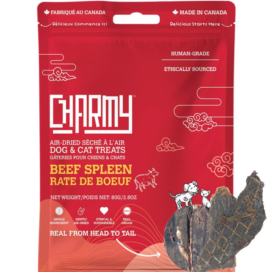 Treats Charmy Pet™ | Beef Spleen - Charmy Air-Dried Dog & Cat Treats, 2.80Oz. Pouch