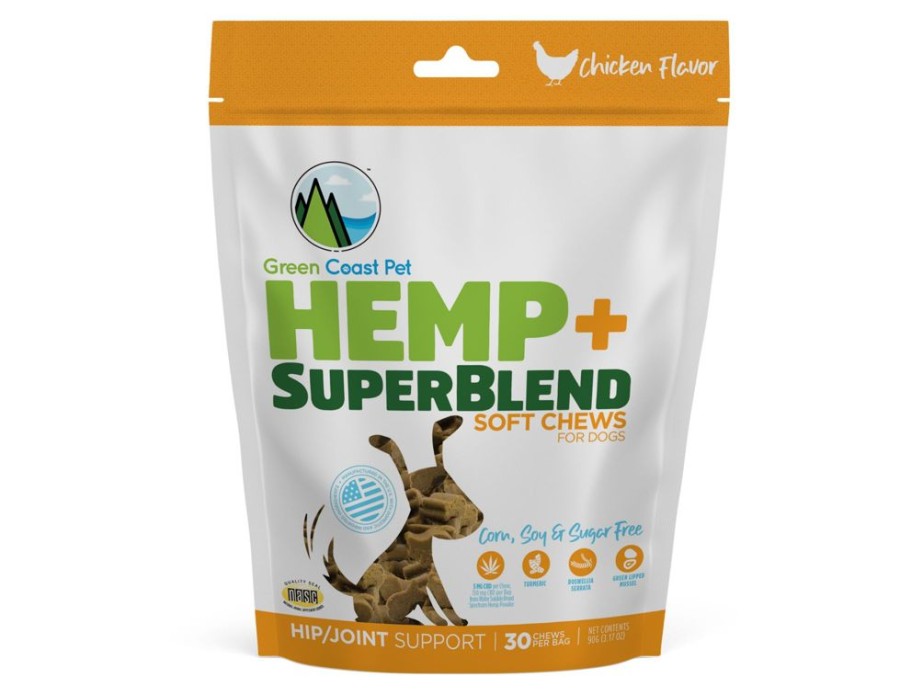 Health & Safety Green Coast Pet | Hemp + Superblend Soft Chews - Chicken Flavor (30 Chews)