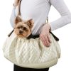 Totes & Carriers PETOTE® | Gigi Sling - Ivory Quilted W/ Snake Trim