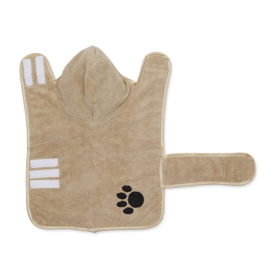 Pet Apparel Bone Dry Pet | Taupe Embroidered Paw Pet Robe