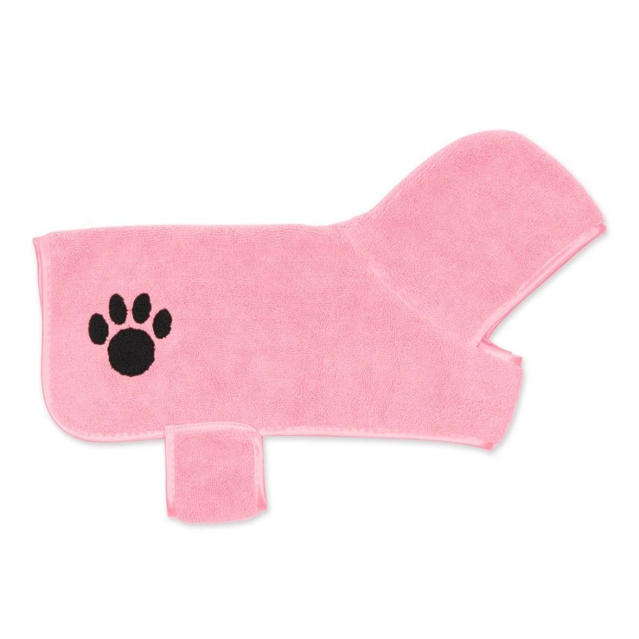 Pet Apparel Bone Dry Pet | Pink Embroidered Paw Pet Robe