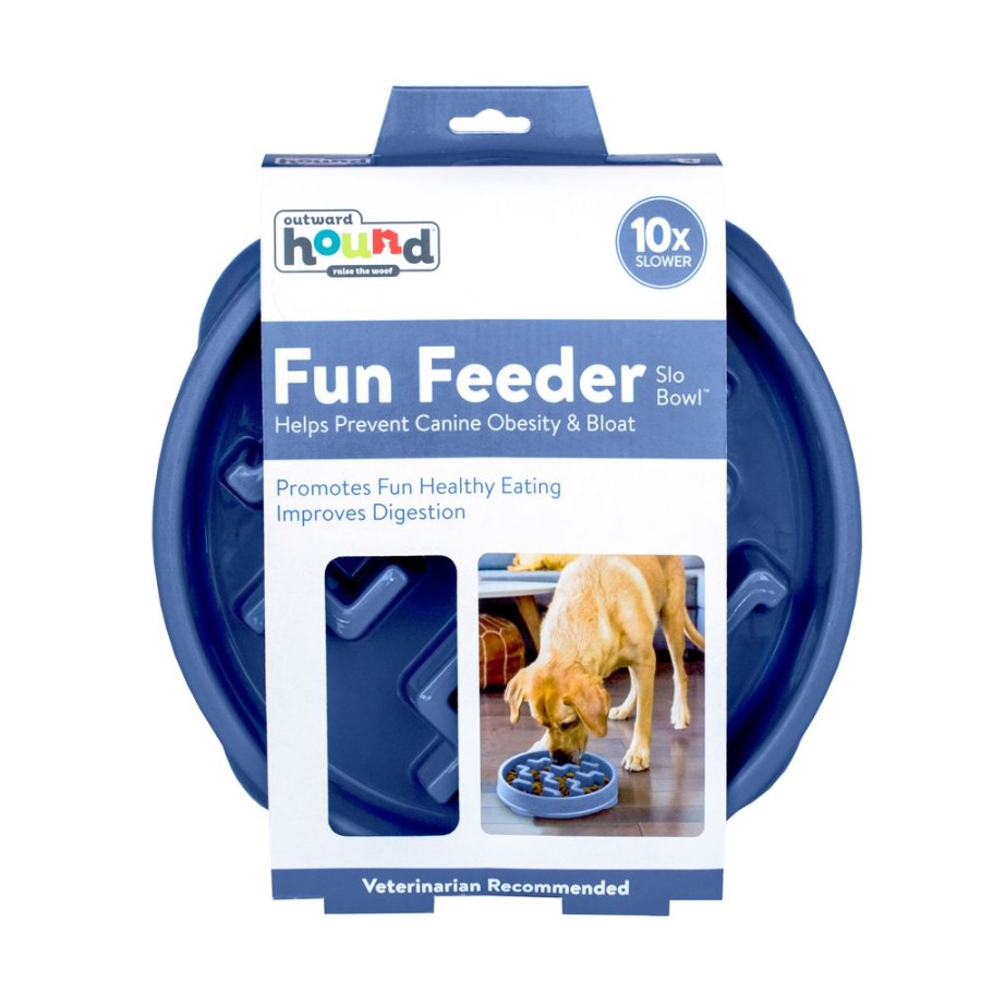 Bowls & Feeding Supplies Outward Hound® | Fun Feeder Slo-Bowl - Blue Notch