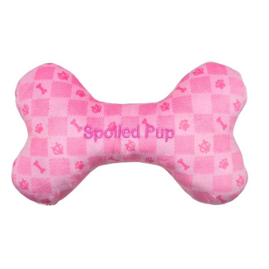 Toys & Playthings Haute Diggity Dog | Pink Checker Chewy Vuiton Bone By Haute Diggity Dog