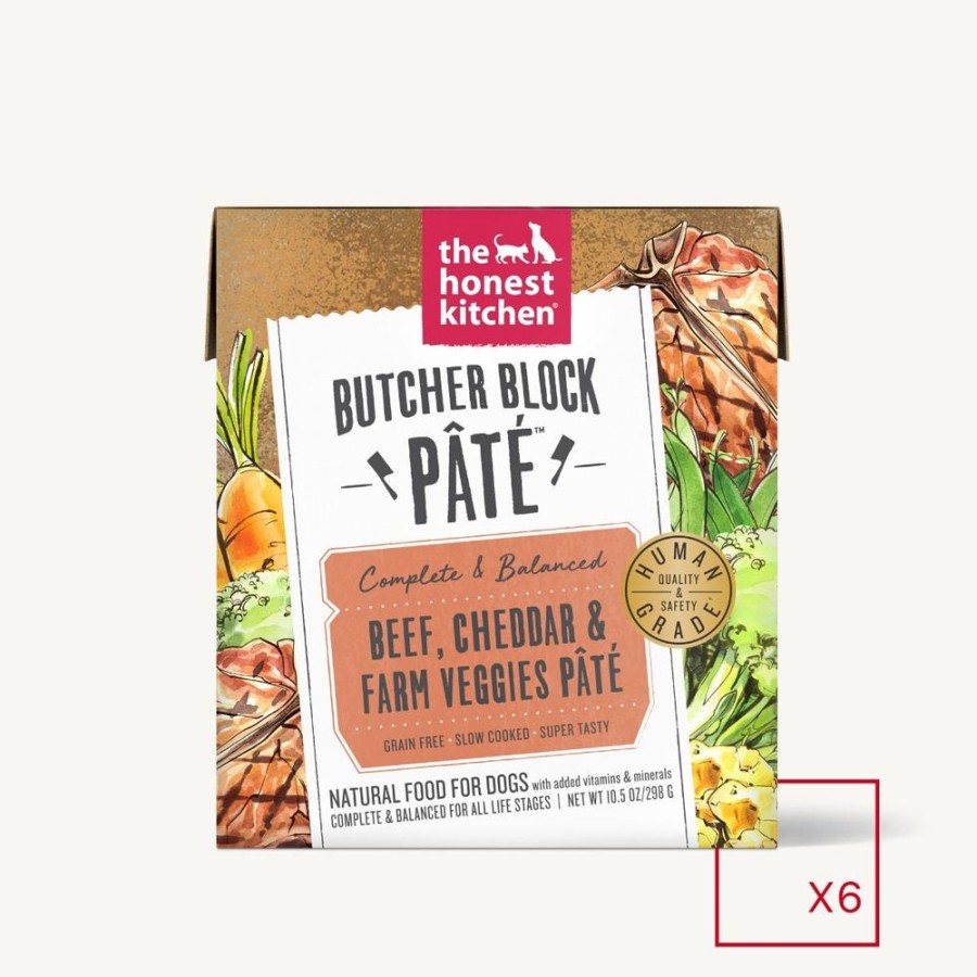 Pet Food The Honest Kitchen | Butcher Block Pate - Beef, Cheddar & Farm Veggies (6 X 10.5 Oz Boxes)