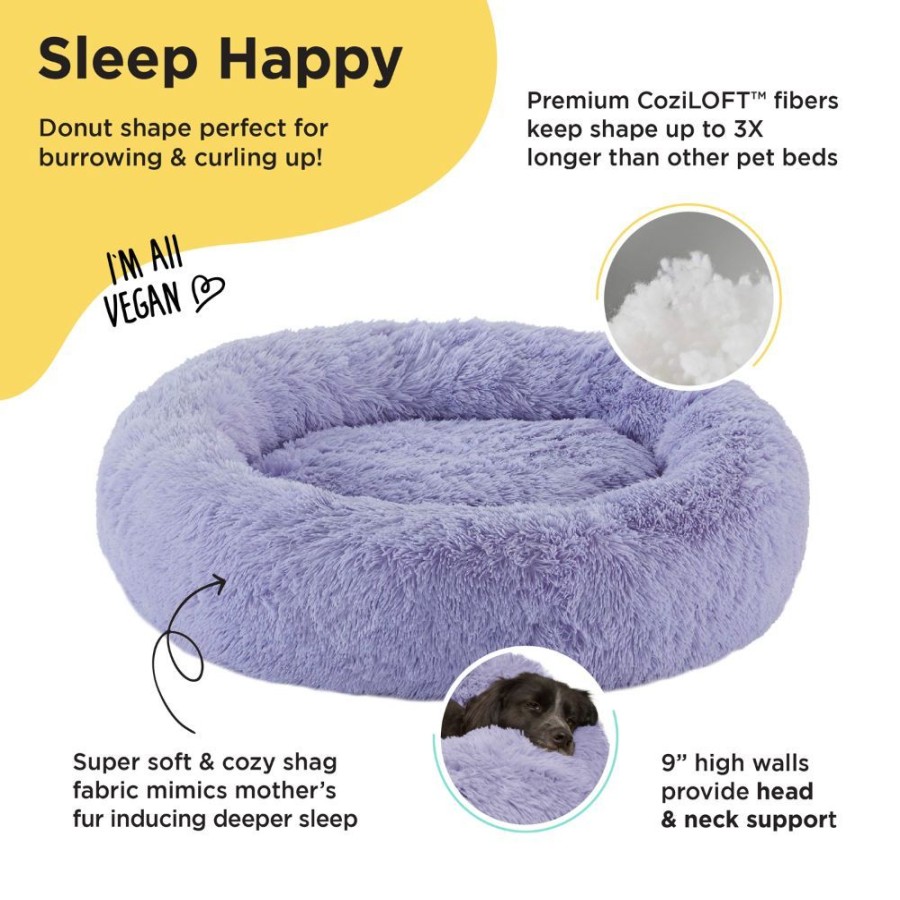 Beds, Crates, Etc. Best Friends By Sheri | The Original Calming Shag Donut Dog Bed, Lavender