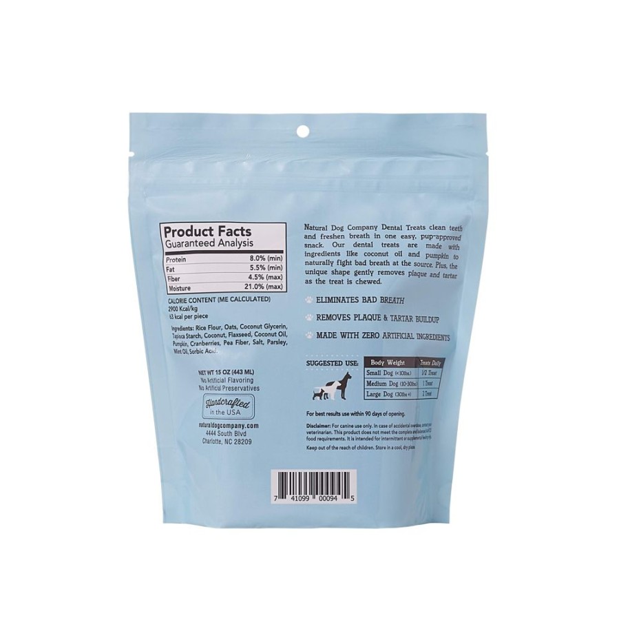 Treats Natural Dog Company | Dental Treats - 18 Ct. Pouch (Case Of 4)