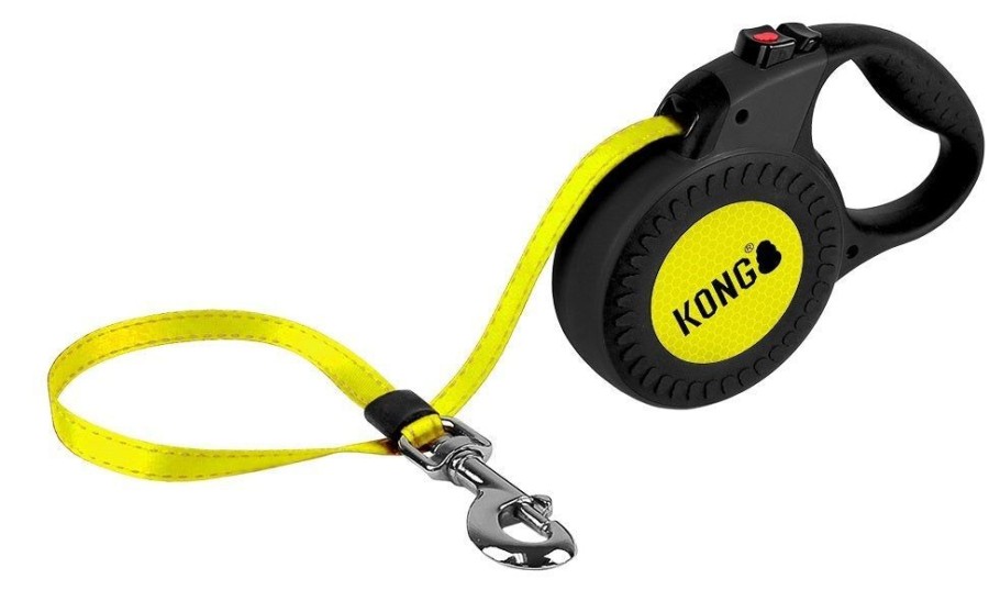 Collars, Leads & Accessories KONG® Leashes | Kong Retractable Leash Reflect Black - 2 Sizes