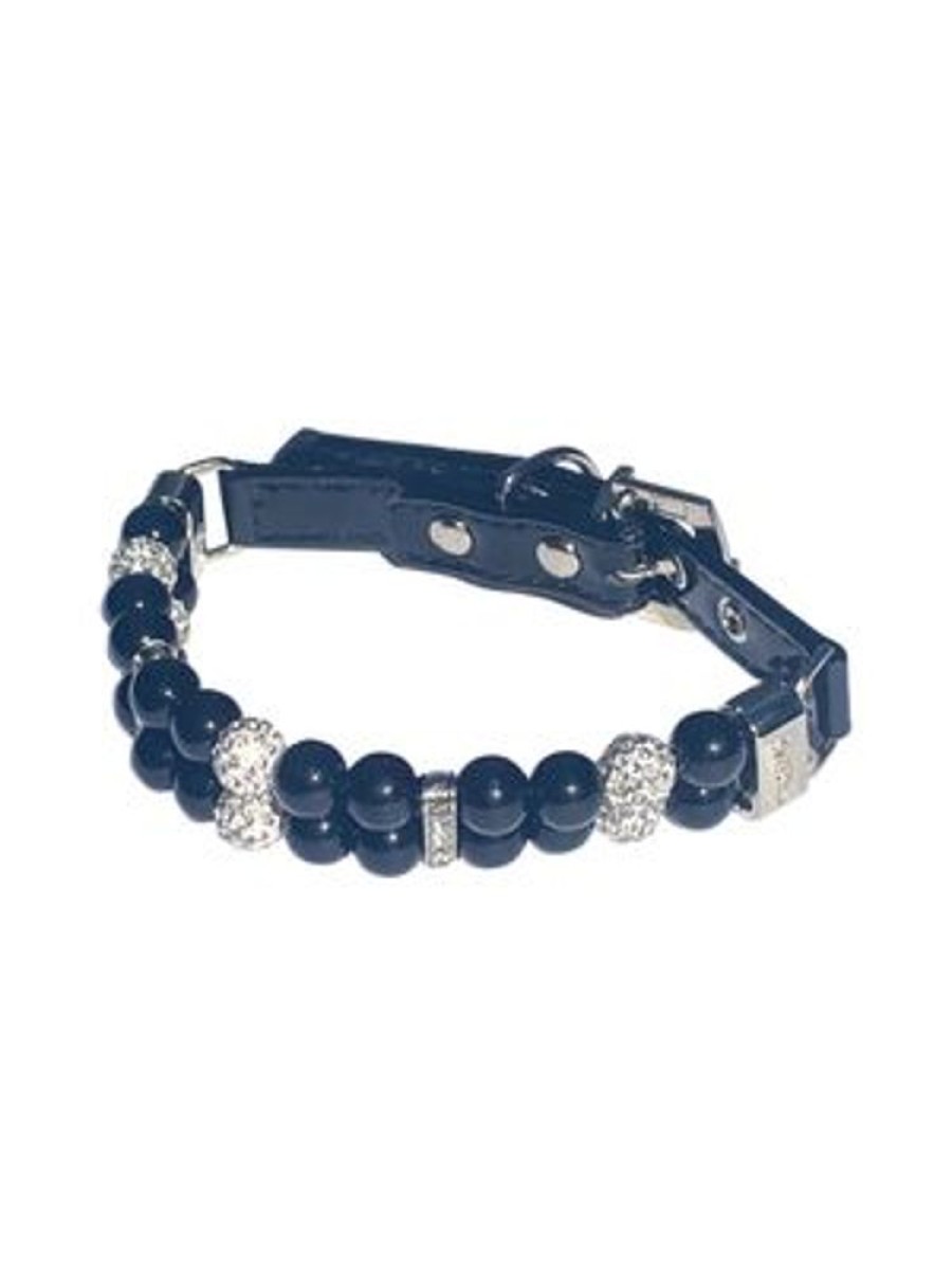 Collars, Leads & Accessories Dog Squad | Sparkle & Pearl Pleather Collar, Black