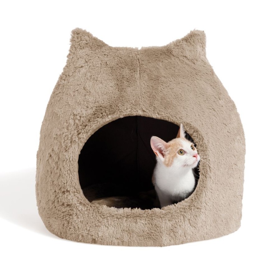 For Cats & Other Critters Best Friends By Sheri | Meow Hut Fur Cat Bed, Wheat