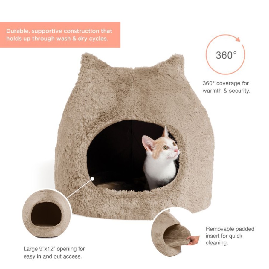 For Cats & Other Critters Best Friends By Sheri | Meow Hut Fur Cat Bed, Wheat