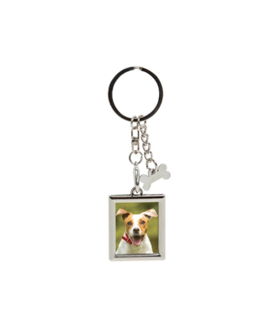 Collars, Leads & Accessories Pearhead™ | Square Keychain With Bone Charm