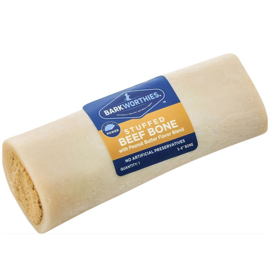 Treats Barkworthies | Barkworthies 5-6" Shin Bone Stuffed W/Peanut Butter