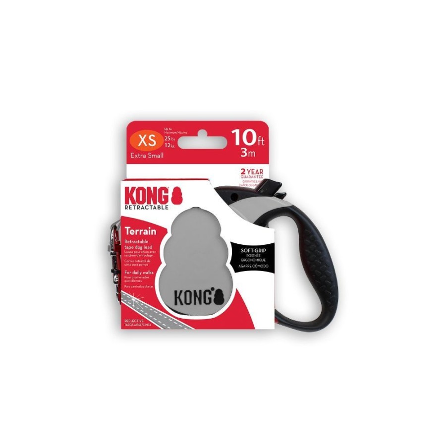 Collars, Leads & Accessories KONG® Leashes | Kong Retractable Leash Terrain Gray - 4 Sizes