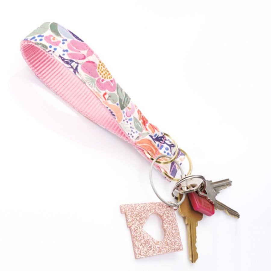 Stuff For Humans Mimi Green | Lana Pastel Floral Canvas Wristlet Key Fob