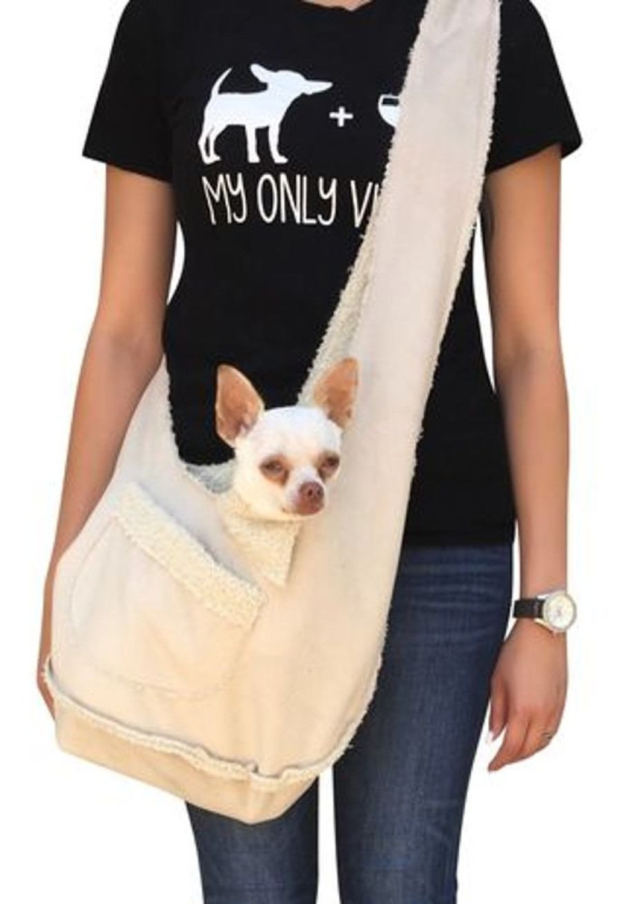 Totes & Carriers Dog Squad | Boho Fur/Microsuede Bonded Sling Bag In Sand