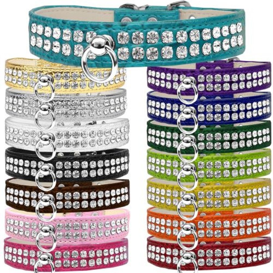 Collars, Leads & Accessories Mirage Pet Products | Style #72 Rhinestone Designer Croc Dog Collar