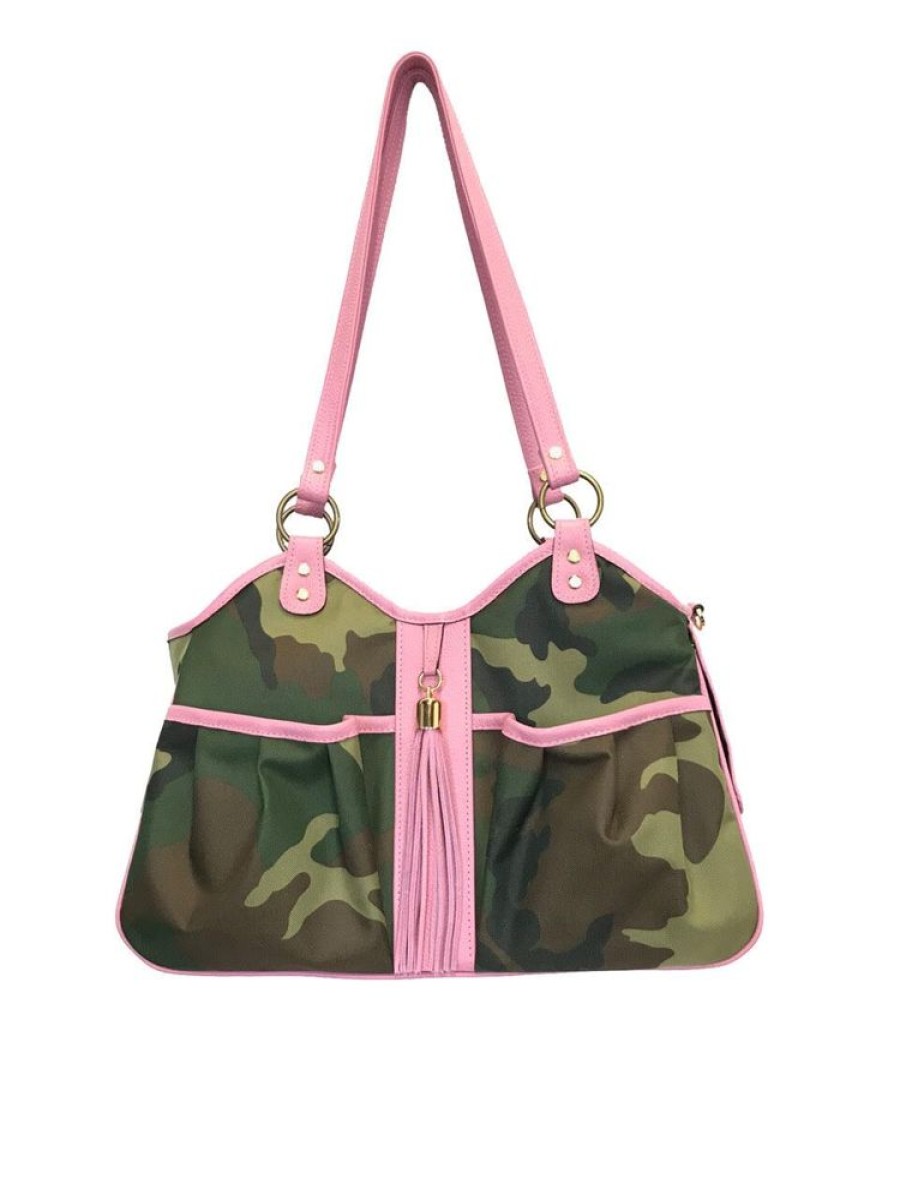 Totes & Carriers PETOTE® | Metro - Camo W/Pink Leather Tassel & Trim