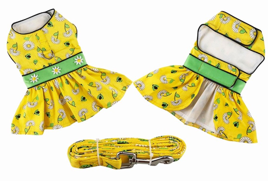 Pet Apparel (Continued) Doggie Design, Inc. | Ladybugs And Daisies Dog Dress And Matching Leash