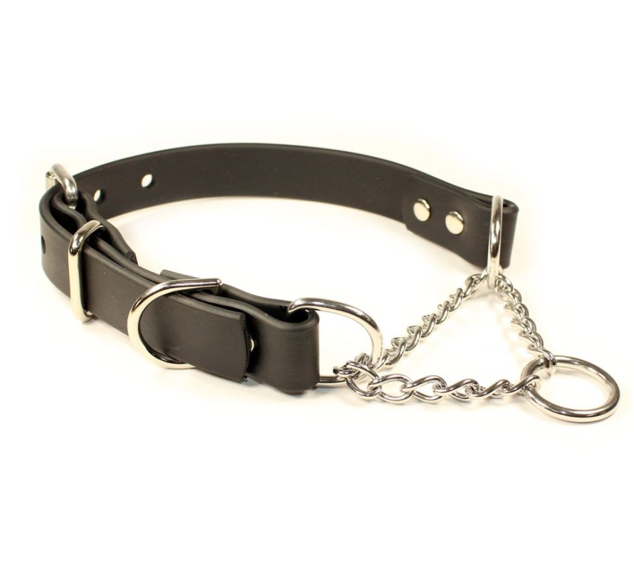 Collars, Leads & Accessories Sleepy Pup | Black Softgrip Adjustable Martingale Chain Collar