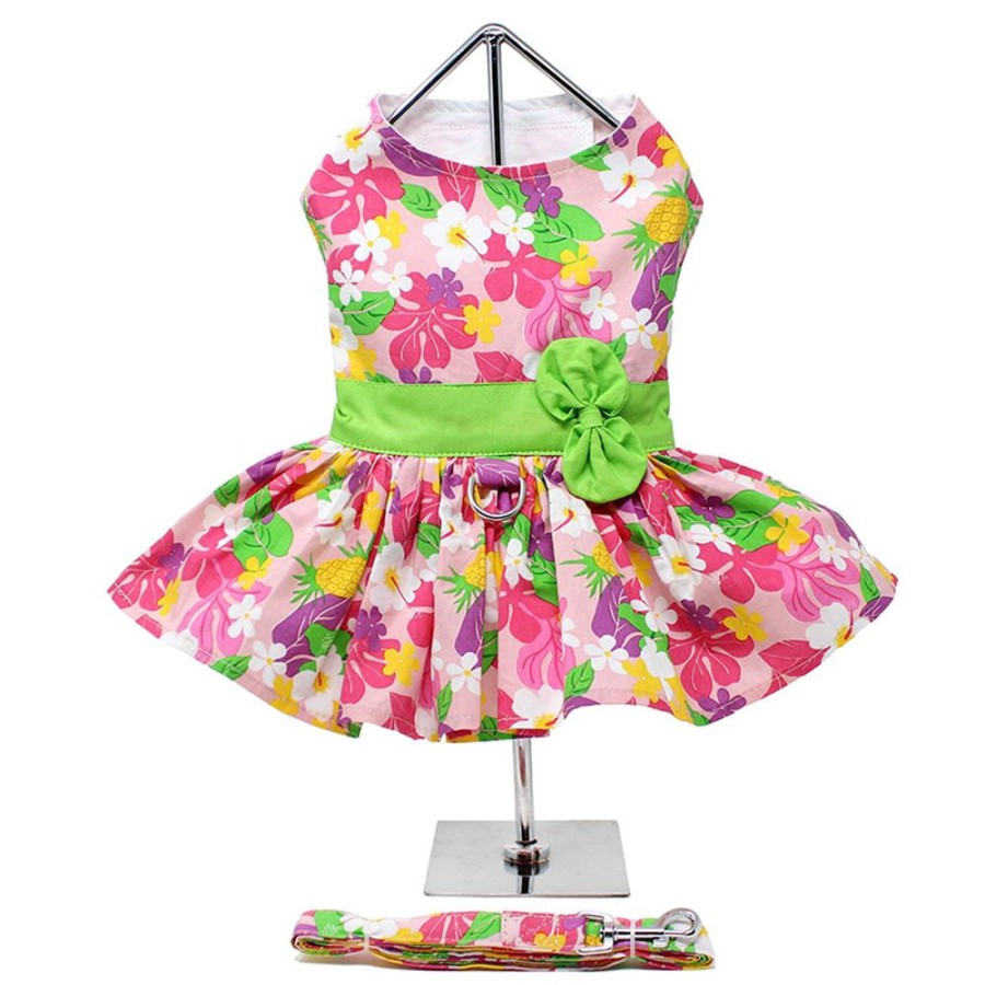 Pet Apparel (Continued) Doggie Design, Inc. | Pink Hawaiian Floral Dress W/ Leash & D-Ring