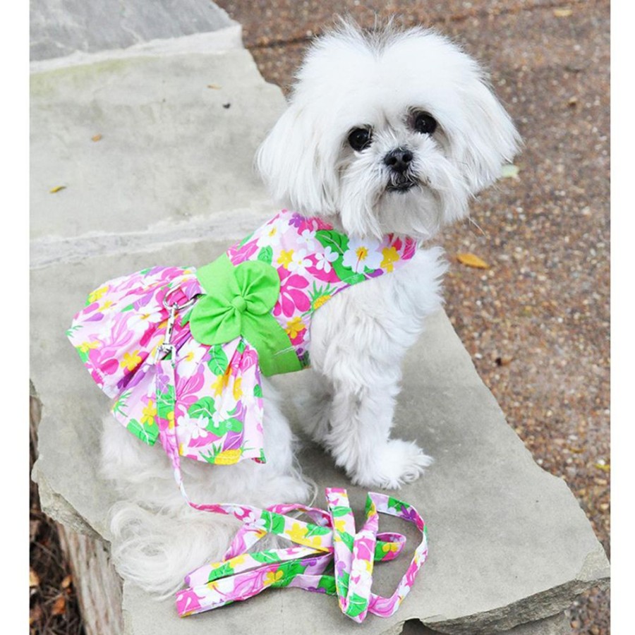 Pet Apparel (Continued) Doggie Design, Inc. | Pink Hawaiian Floral Dress W/ Leash & D-Ring