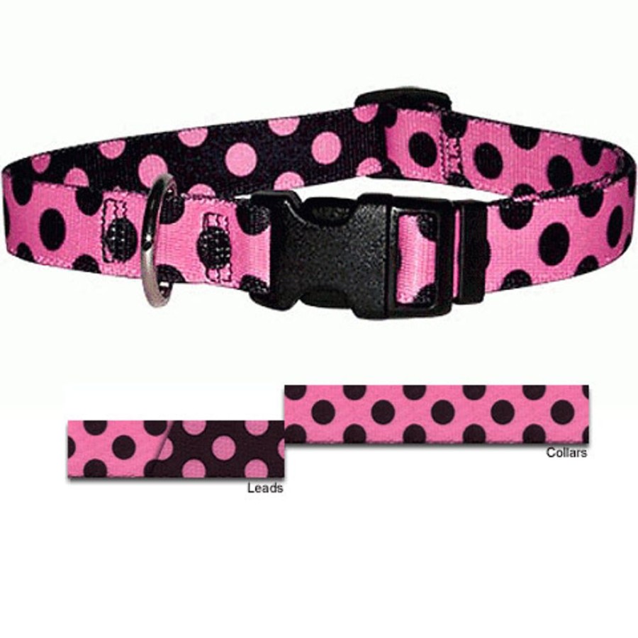 Collars, Leads & Accessories Yellow Dog Design | Pink-Black Polka Collection With Contrasting Lead