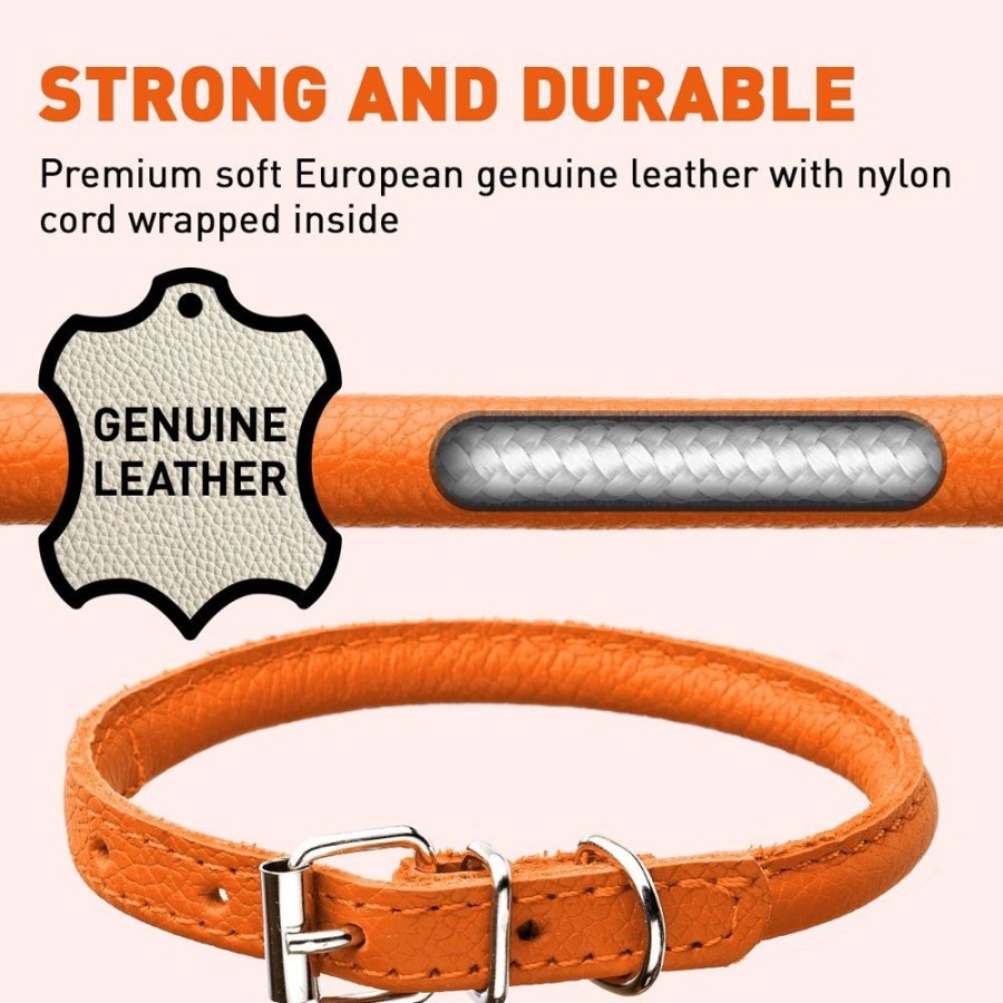 Collars, Leads & Accessories Dogline | Dogline Soft Leather Round Collar