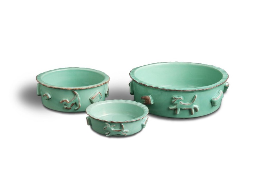 Bowls & Feeding Supplies Carmel Ceramica | Dog Food & Water Bowls - Aqua/Green