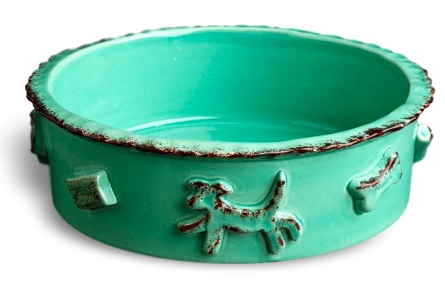 Bowls & Feeding Supplies Carmel Ceramica | Dog Food & Water Bowls - Aqua/Green