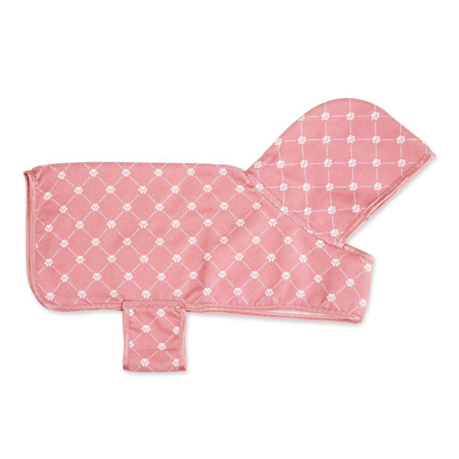 Pet Apparel Bone Dry Pet | Rose Printed Trellis Paw Pet Robe