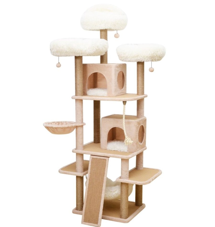 For Cats & Other Critters Petpals | Catry Castle Deluxe Cat Tower With Cat Hammock, 3 Beds, 2 Condos, And Ramp