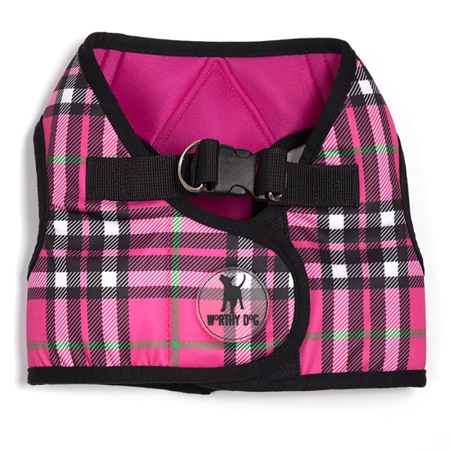 Harnesses The Worthy Dog | Sidekick Printed Hot Pink Plaid Harness