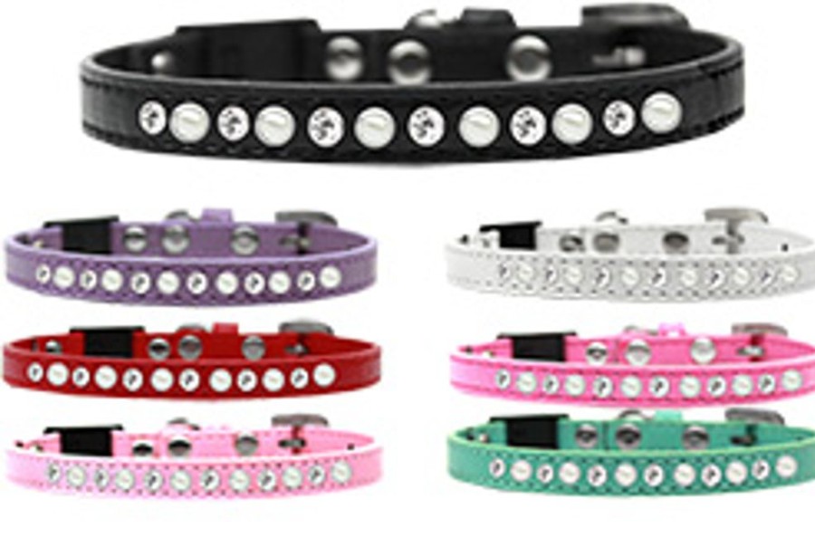 Collars, Leads & Accessories Mirage Pet Products | Pearl And Clear Jewel Breakaway Cat Collar