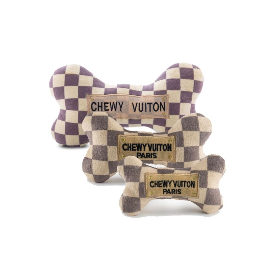 Toys & Playthings Haute Diggity Dog | Checker Chewy Vuiton Bone Toy By Haute Diggity Dog