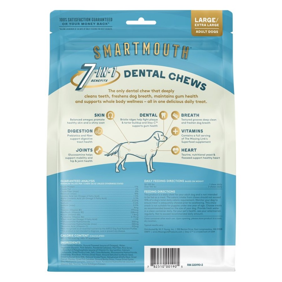 Treats Missing Link | Missing Link - Smartmouth Dental Chew L/Xl Dog 28Ct