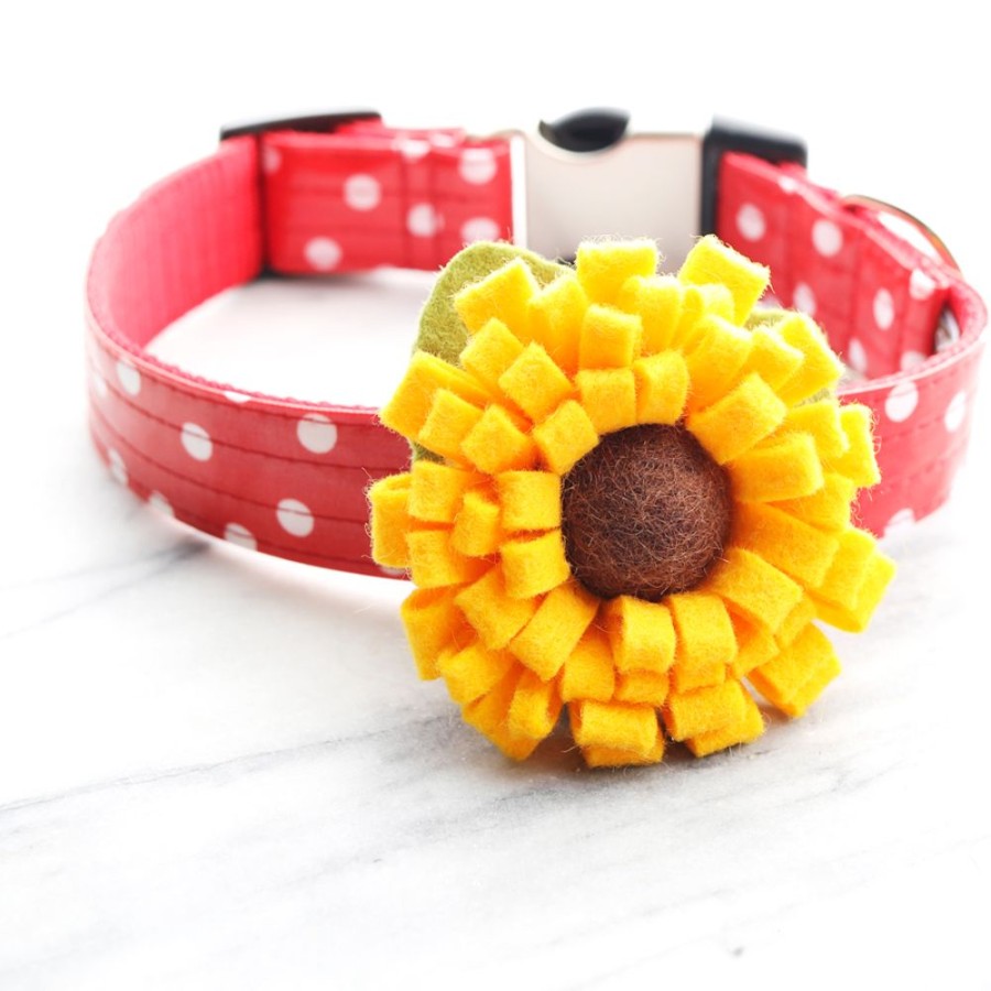 Collars, Leads & Accessories Mimi Green | Sunflower Dog Collar Flower