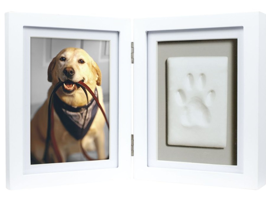 For The Home Pearhead™ | Dog Or Cat Paw Print Pet Keepsake Photo Frame With Pet Pawprint Imprint Kit, White