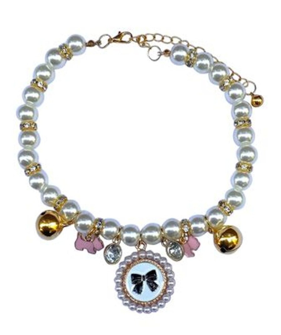 Collars, Leads & Accessories Dog Squad | Pearl Charm Necklace With Terrier