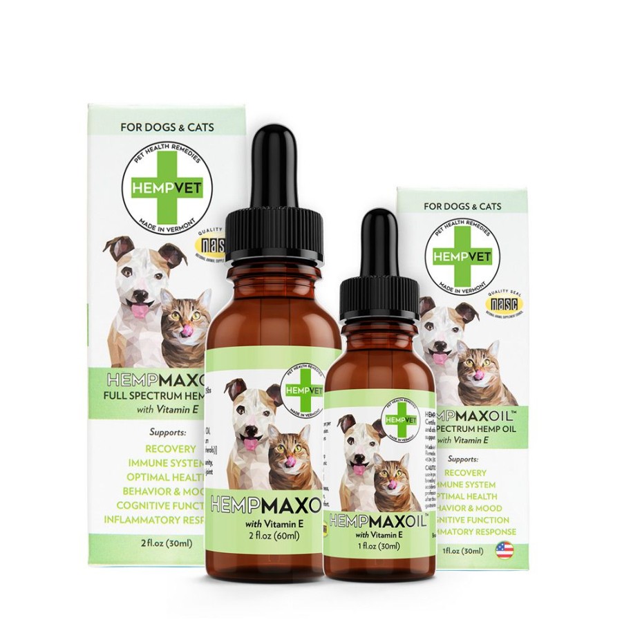 Health & Safety HEMPVET Pet Health Remedies | Hempmaxoil With 300Mg Cbd + Vitamin E, 2 Fl. Oz. Bottles