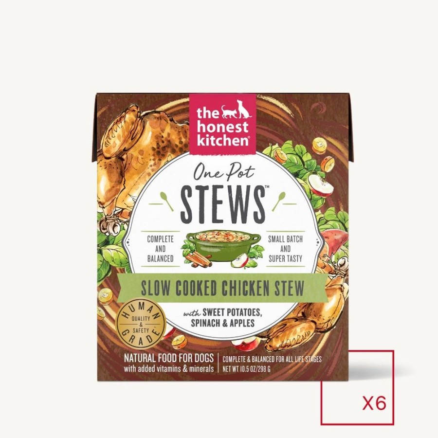 Pet Food The Honest Kitchen | One Pot Stews - Slow Cooked Chicken With Sweet Potato, Spinach & Apples (6 X 10.5 Oz Boxes)