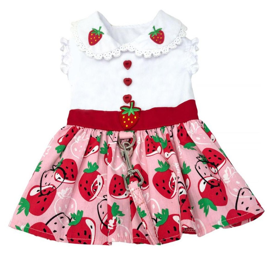 Pet Apparel (Continued) Doggie Design, Inc. | Strawberry Picnic Dress With Matching Leash