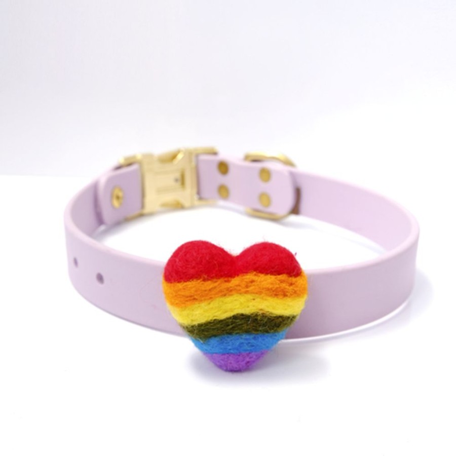 Collars, Leads & Accessories Mimi Green | Rainbow Hearts Pride Dog Collar Accessory