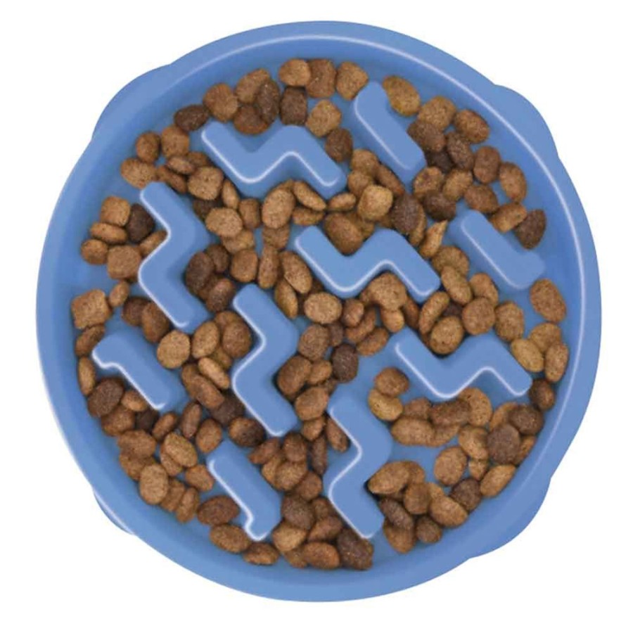 Bowls & Feeding Supplies Outward Hound® | Outward Hound Fun Feeder Slo Bowl Dog Feeder Blue Large