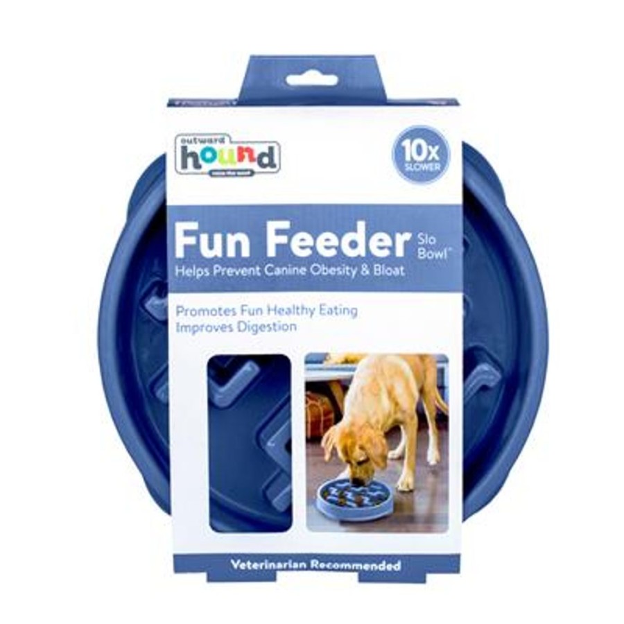 Bowls & Feeding Supplies Outward Hound® | Outward Hound Fun Feeder Slo Bowl Dog Feeder Blue Large