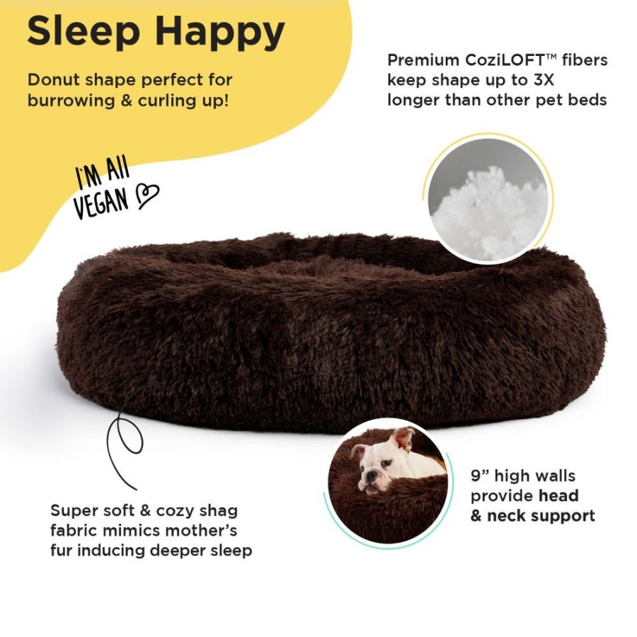 Beds, Crates, Etc. Best Friends By Sheri | The Original Calming Shag Donut Dog Bed, Dark Chocolate