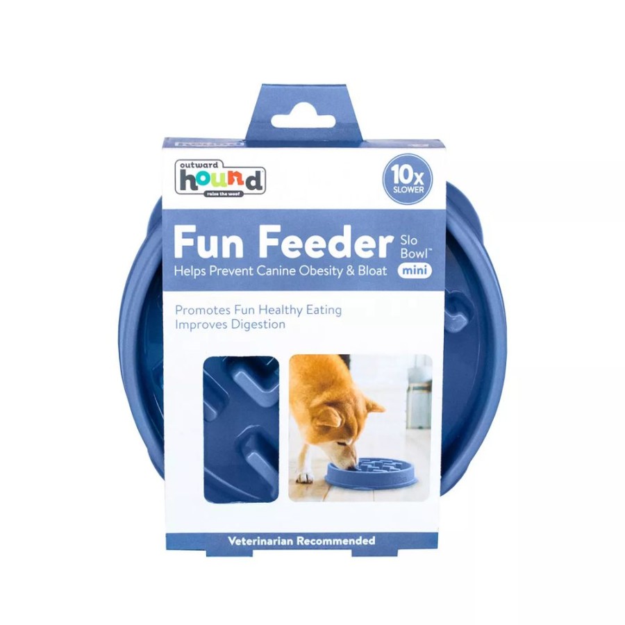 Bowls & Feeding Supplies Outward Hound® | Outward Hound Fun Feeder Slo Bowl Dog Feeder Blue Small