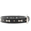 Collars, Leads & Accessories Vanderpump Pets | Vp Pets Designer Diamond And Bone Leatherette Collar - Black