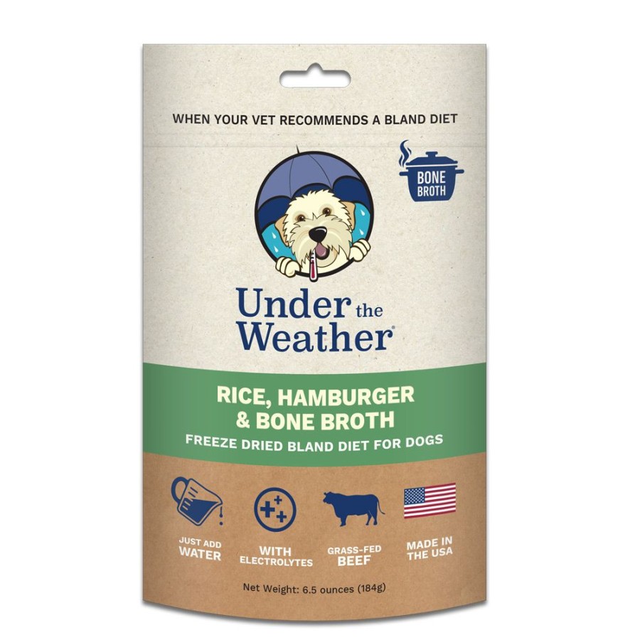 Pet Food Under the Weather | Rice, Hamburger, & Bone Broth For Dogs - 6.5Oz Bags Of Meal Mix By Under The Weather